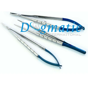 Pinza de sujeción de agujas Castroviejo 3 TC de acero inoxidable, azul, 14 cm, con agarre ergonómico, certificación CE, reutilizable - Product Image 2