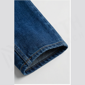 Jean en denim coupe droite délavé foncé pour homme, taille mi-haute, en coton, style décontracté automne - Product Image 6