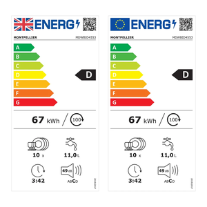 เครื่องล้างจานแบบอินเตอร์เกรด M-o-n-t-p-e-l-l-i-e-r MDWBID4553 รุ่น S-l-i-m-l-i-n-e  ความจุ 10 ชุด พร้อมตั้งค่า D - Product Image 4