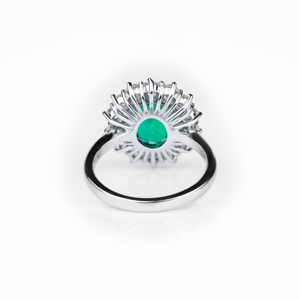 Majestic Womens 925 Sterling Silver Emerald Green Oval Halo <b>Ring</b> Diamond Look Vintage Statement Anniversary Jewelry Gift for Her - Product Image 3