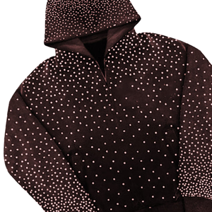 Sudadera con capucha de calidad premium con elegante diseño de puntos de diamantes de imitación, tela suave, ajuste cómodo, perfecta para ropa urbana y moda de invierno. - Product Image 3