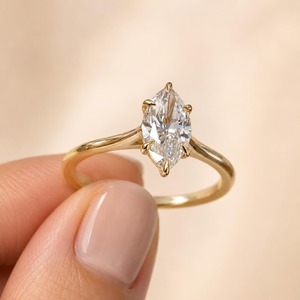 Anillo de Compromiso de Lujo con Diamante Cultivado en Laboratorio, Corte Marquesa de 1.50ct, Certificado IGI, Oro Sólido de 14K, Solitario, Promesa de Boda para Mujer - Product Image 1