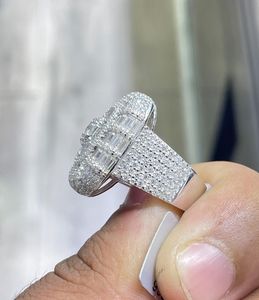 Bague Iced Out en Moissanite Baguette et Diamant VVS Taille Ronde, Style Cluster, pour Homme, Hip Hop, en Argent Sterling 925 - Product Image 5