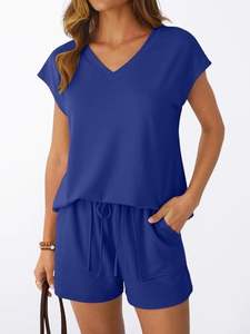 Ensemble de vêtements pour femmes en coton et polyester, couleur personnalisée, vêtements d'été, ensembles uniques pour femmes, vêtements respirants et légers - Product Image 5