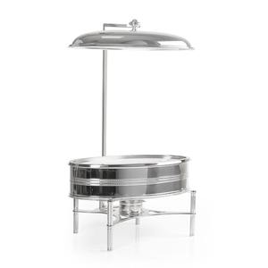 Calentador de Buffet Ovalado de Acero Inoxidable al por Mayor, Lujoso, Plateado, con Soporte Trasero para Tapa y Cubierta de Cúpula Lisa - Product Image 3