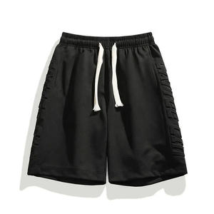 Custom Design 3D Embossed High Street 100% Cotton Solid Breathable <b>Lightweight</b> Summer <b>Shorts</b> for <b>Men</b> - Product Image 2
