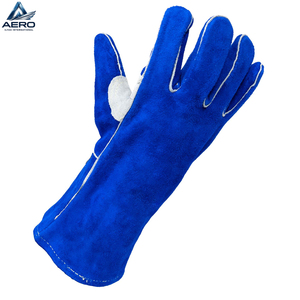 Guantes de Soldadura de Cuero Azul Hechos a Medida, Resistentes al Calor, Protección para Talleres Profesionales - Product Image 4
