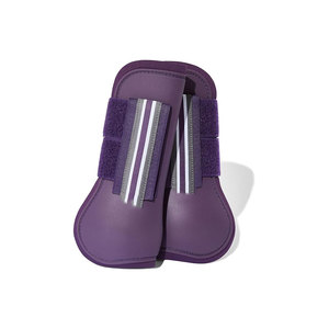 Protège-tendons pour chevaux de couleur violette avec bandes réfléchissantes en PU, protection équestre pour les jambes - Product Image 1