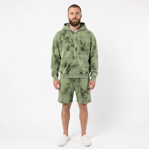 Custom <b>Men's</b> <b>Hoodie</b> <b>And</b> <b>Shorts</b> <b>Set</b> Cotton Fleece Two Piece Fashion Outfit With Screen Print Graphic Elastic Waist - Product Image 1
