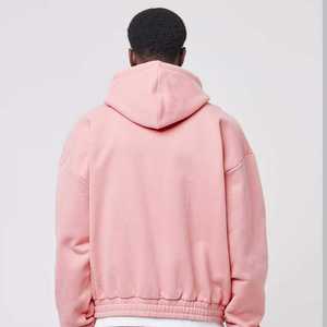 Sweat-shirts à capuche personnalisés 100% coton, couleur personnalisée, lavage vintage, fermeture éclair intégrale pour hommes - Style hip-hop à épaules tombantes - Product Image 3