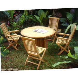 ชุดโต๊ะและเก้าอี้ไม้สักสไตล์ยุโรปสำหรับใช้ในสวนโต๊ะรับประทานอาหารกลางแจ้งโต๊ะพับทรงแปดเหลี่ยมสำหรับโรงแรมและใช้ภายนอกอาคาร - Product Image 5