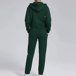 Conjunto de chándal de invierno personalizado de alta calidad para mujer, 100% algodón, con media cremallera y pantalón largo - Product Image 3