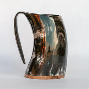 Gobelet de voyage en corne de buffle fait main, personnalisable, écologique, avec poignée et couvercle, idéal pour le café et les fêtes - Product Image 5
