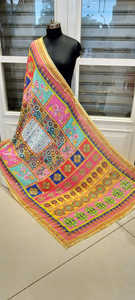 Nouveau Fantaisie À La Main Broderie Miroir Travail Pakistanais Soie Dupattas Bohème Broderie À La Main Coloré Dupattas Pour Les Femmes Vêtements - Product Image 6