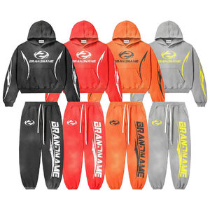 Conjunto de Sudadera con Capucha y Pantalones Deportivos Grises Personalizados de Primera Calidad para Hombre, Sudadera Holgada y Pantalones Jogger de 2 Piezas - Product Image 5