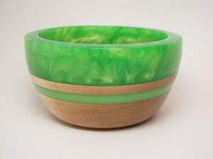 Natural finish epoxy resin and <b>wood</b> <b>bowl</b> ideal for decorative serving kitchen use and modern home decor - Product Image 2