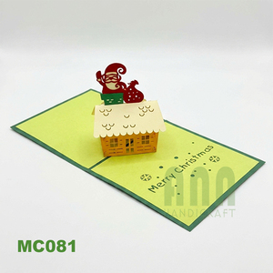 Tarjeta de Felicitación Navideña 3D Pop-Up Hecha a Mano ANN HANDICRAFT, Diseño de Chimenea de Techo de Santa, Origen Hanoi, Estilo Bosque Invernal, Venta al Por Mayor - Product Image 1