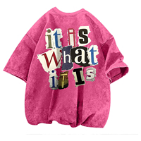 Camiseta Oversize de Hombre con Estampado 'It Is What It Is', Manga Corta, Cuello Redondo, Estilo Casual Urbano, Algodón Lavado, Diseño de Letras en la Espalda