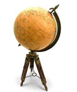 Vintage Antique Style World Globe <b>Adjustable</b> Tripod Stand Brass Meridian Ring Rotating Paper Metal Customizable Education - Product Image 2