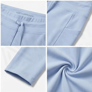 North Approach High Waist Full Length Yoga <b>Leggings</b> With <b>Pockets</b> Seamless Four-Way Stretch Solid Light Blue Women's Sportswear - Product Image 4
