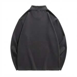 เสื้อสเวตเชิ้ตผู้ชายทรงโอเวอร์ไซส์ สีดำเข้ม คอตั้ง แขนยาว ผ้าฝ้าย 100% สีพื้น ถักทอ ใส่สบายๆ สำหรับฤดูใบไม้ร่วง - Product Image 3