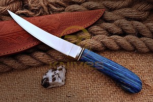 Handmade Stainless Steel Fillet <b>Knife</b> With Wood <b>Handle</b> Fishing Processing <b>Knife</b> with Leather Sheath - Product Image 3