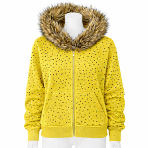 Sudadera con capucha de alta calidad y estilo urbano, con cremallera y pedrería, logotipo personalizado bordado, de piel sintética para hombre - Product Image 3