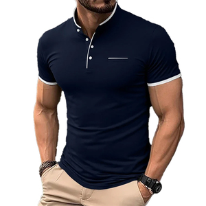 Camisa de Manga Corta Azul Marino para Hombre, con Botones, Informal, Tejida, 100% Algodón, de Secado Rápido, Transpirable, Corte Regular, 2026, Venta al Por Mayor - Product Image 1