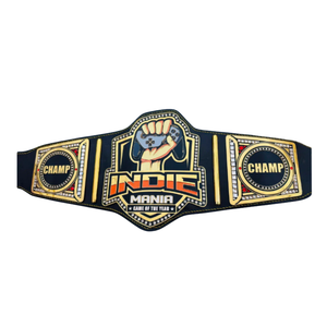 Cinturón de Campeonato del Juego del Año Indie Mania, Correa de Cuero de Alta Calidad con Diseño Gamer y Placas 'CHAMP' en Negrita para Coleccionistas - Product Image 1