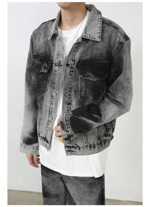 Conjunto de 2 piezas de mezclilla para hombre: Chaqueta y pantalones vaqueros con lavado desgastado y teñido a la piedra, estilo Hip Hop de primavera. - Product Image 5