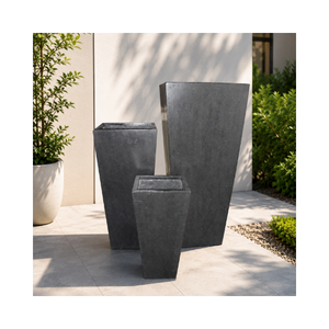 Ready To Ship Contemporary <b>Square</b> Fiberglass Planter, Elegant <b>Plant</b> <b>Pot</b> For Home Garden Hotel Mall Custom Color - Product Image 1