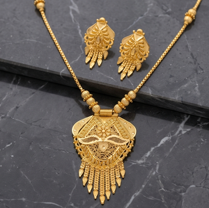 Divyoro Gold Plated Ethnic Tassel Pendant Necklace Set Women's Wedding Jewelry Alloy Box <b>Chain</b> Fringe Design - Product Image 1