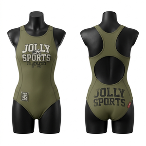 Traje de baño de una pieza para mujer, 200 GSM, nailon y spandex, verde oliva, espalda cruzada, paneles laterales con estampado personalizado, logotipo personalizado, traje de baño para mujer - Product Image 1