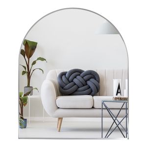 <b>Silver</b> 30\" X 36\" Modern Dresser <b>Mirror</b> with Deep Arch Design Wall Mounted Decor Metal <b>Frame</b> for Bedroom Living Room Entryway - Product Image 1