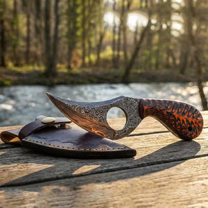 Cuchillo de Caza Profesional de 8 Pulgadas, Hoja Fija de Acero de Damasco Hecha a Mano por Pasha Enterprises, Grado Industrial, para Desollar, OEM - Product Image 5