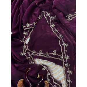 Sari de fête magnifique 100% soie avec des perles artisanales - Product Image 1