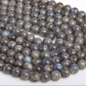 ลูกปัดลาบราดอไรต์สีเทาเข้ม ของแท้จากธรรมชาติ ร้อยเป็นเส้น ลูกปัดกลมหลวม ขนาด 15.5 นิ้ว จำนวนมาก ขายส่ง - Product Image 1