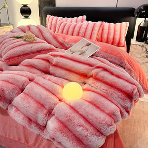 Parure de lit quatre pièces hiver épaissie, drap imprimé de qualité avec housse de couette double face en peluche chaude, design moderne toutes saisons - Product Image 2