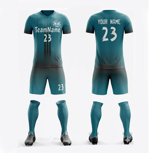 Conjunto de Uniforme de Fútbol Sublimado Personalizado, Cuello en V, Manga Corta, Absorbe la Humedad, para Hombre, Ajuste Atlético para Todas las Temporadas - Product Image 1