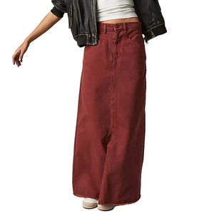 Falda Midi Informal de Mezclilla para Mujer, Estilo Europeo Americano, 100% Algodón, Secado Rápido, Silueta Lápiz Simple, para Invierno - Product Image 6