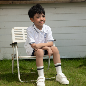 Conjunto de Camisa Polo Blanca de Algodón para Niños con Logotipo Bordado, Estilo Preppy, Manga Corta, Color Sólido, Tela Oxford Transpirable - David - Product Image 4