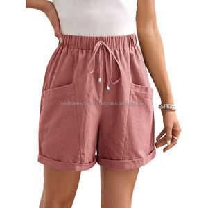 Pantalones cortos DE LINO DE VERANO Premium para mujer en colores atractivos Traje de todos los días - Product Image 1
