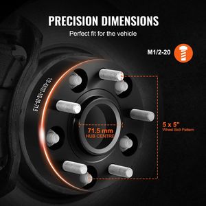 สเปเซอร์ล้อแบบฟอร์จ 5 รู ขนาด 1.5 นิ้ว 5x5.5 นิ้ว แบบ Hubcentric รูกลาง 71.5 มม. พร้อมสตั๊ด M1/2-20 อะแดปเตอร์ล้อ 5 รู สำหรับรถจี๊ป ผลิตจากวัสดุฟอร์จ 100% - Product Image 3