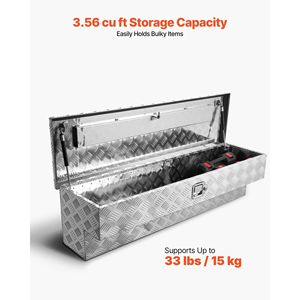 Boîte à outils robuste en aluminium pour benne de camion avec motifs antidérapants, coffre de rangement avec serrure et clé pour le rangement sur camion - Product Image 4