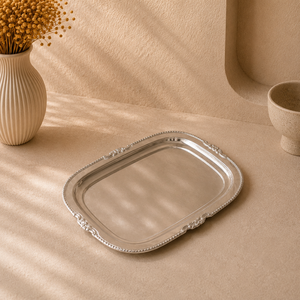Hot selling Stainless Steel <b>Rectangular</b> Serving <b>Tray</b> Ornate Embossed Border <b>Mirror</b> Finish Premium Display Platter - Product Image 1
