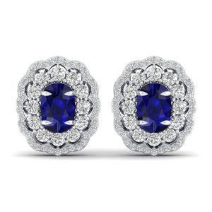 REYES Customizable 14K Gold IGI Certified Diamond Screw Back Stud <b>Earrings</b> Cushion Cut 4.95Ct <b>Blue</b> <b>Sapphire</b> Gemstone Jewelry - Product Image 4