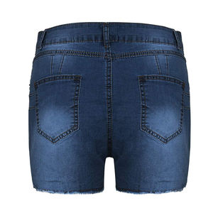 Shorts en jean déchirés taille haute pour femme, style streetwear, tricoté, décontracté, avec ourlet brut et poches, séchage rapide, idéal pour l'été - Product Image 2