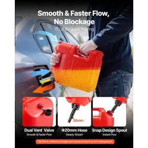 Contenitore per Carburante Sicuro da 2,5 Galloni con Scala Graduata, Beccuccio per Serbatoio, Flusso Massimo 15 L/min, Design Piatto a F, Antiperdita e Portatile - Product Image 4