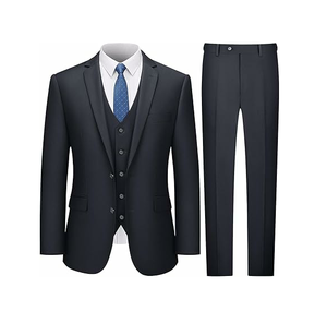 High Performance Men's Business Formal Two Piece Suit <b>Set</b> Breathable Double Breasted Flat Wrinkle-Resistant Polyester Wedding - Product Image 6