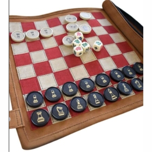 Jeu d'échecs vintage en cuir enroulable, plateau de jeu portable avec pochette intégrée, fabricant de jeux d'échecs en cuir de luxe sur mesure - Product Image 6